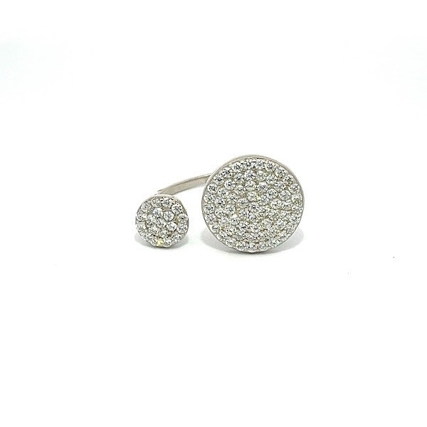 925 SILVER DOUBLE PAVE DISC RING