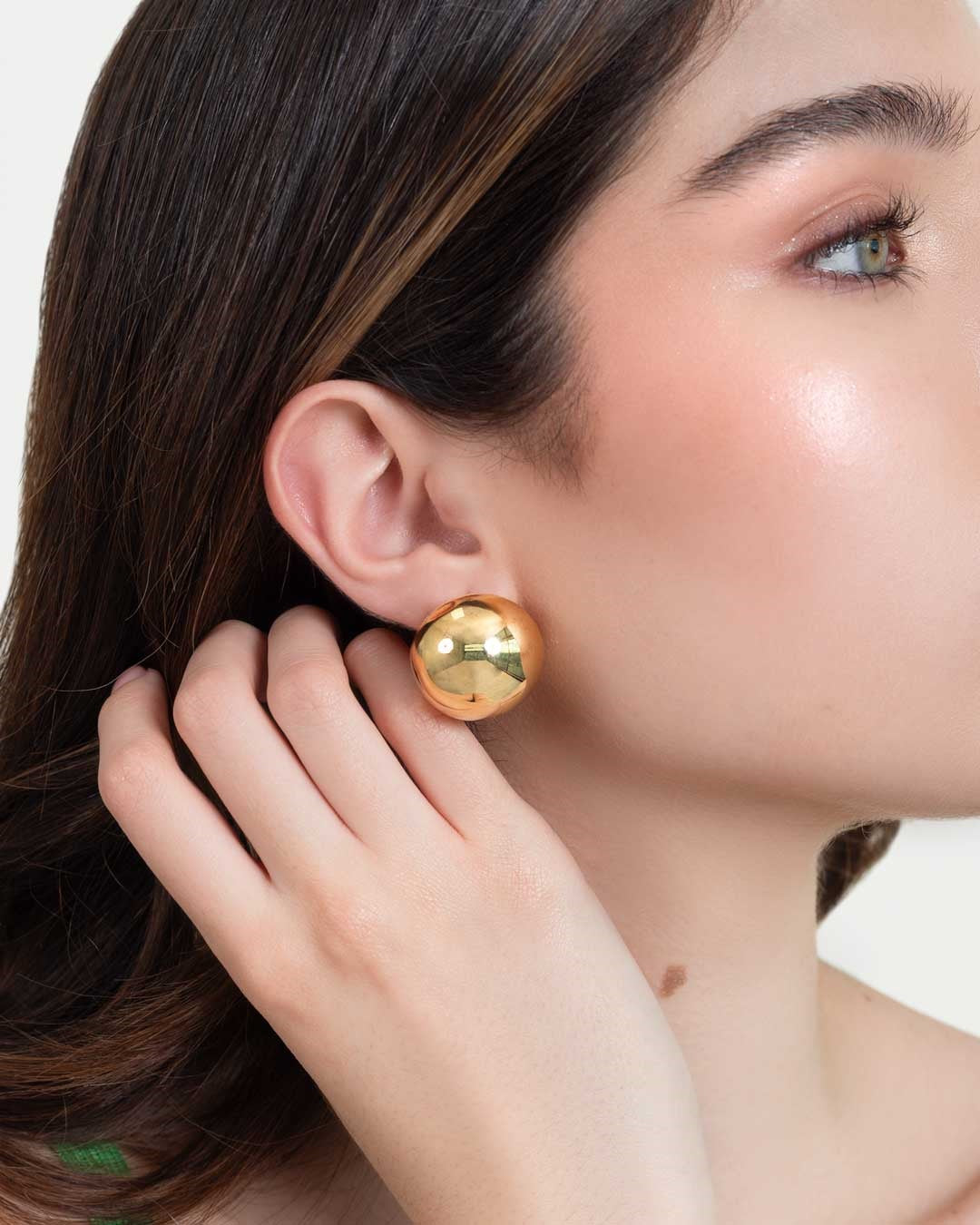 925 SILVER GOLD PLATED ROUND STUDS EARRINGS