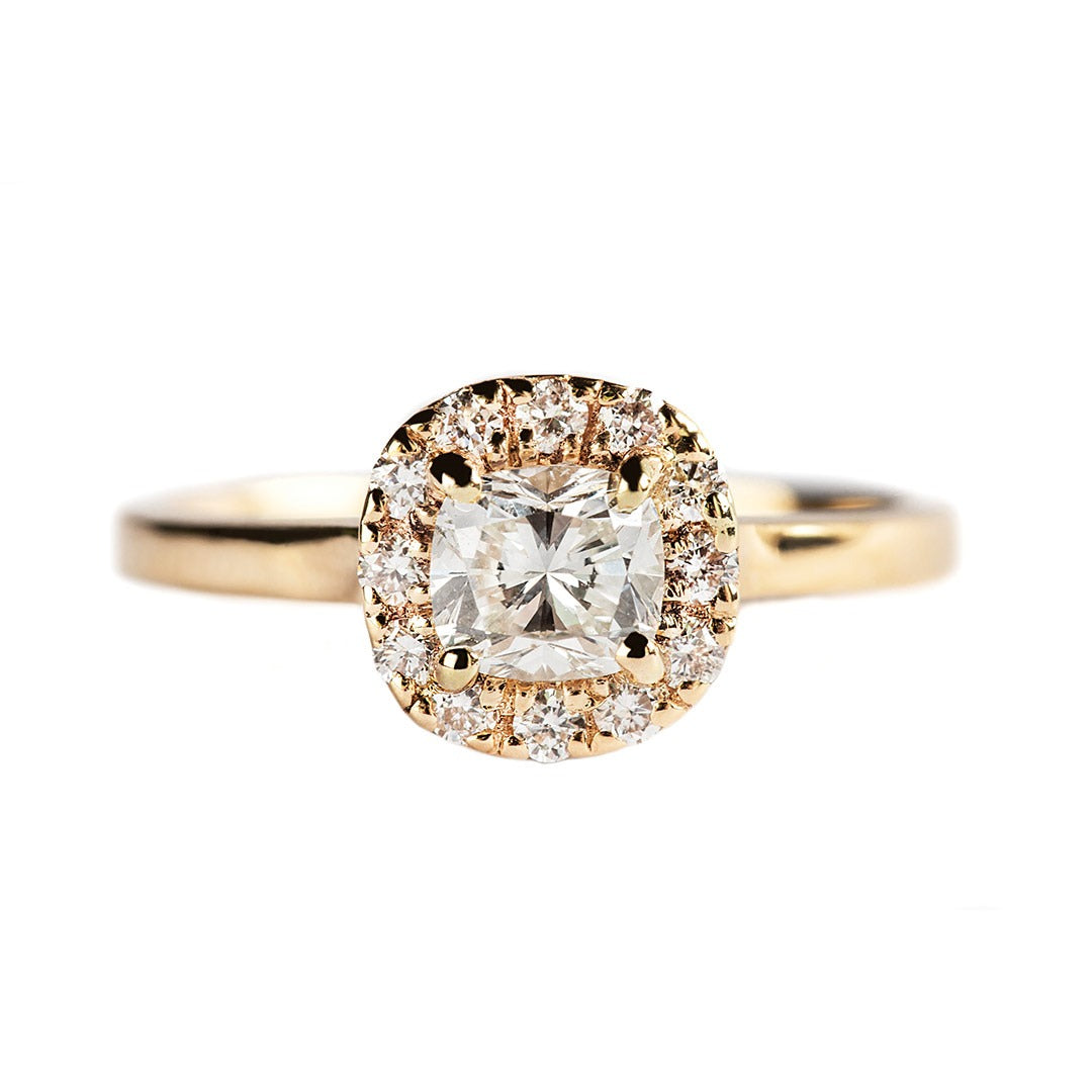 D0.51CT HALO CUSHION ENGAGEMENT RING