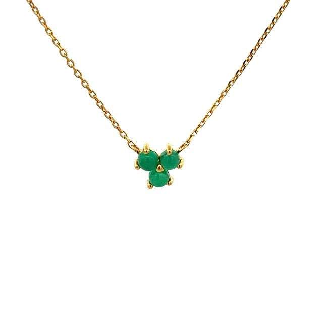 925 SILVER GOLD PLATED GREEN ONYX NECKLACE