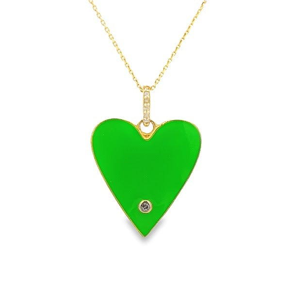 925 SILVER GOLD PLATED HEART CHARM WITH GREEN ENAMEL