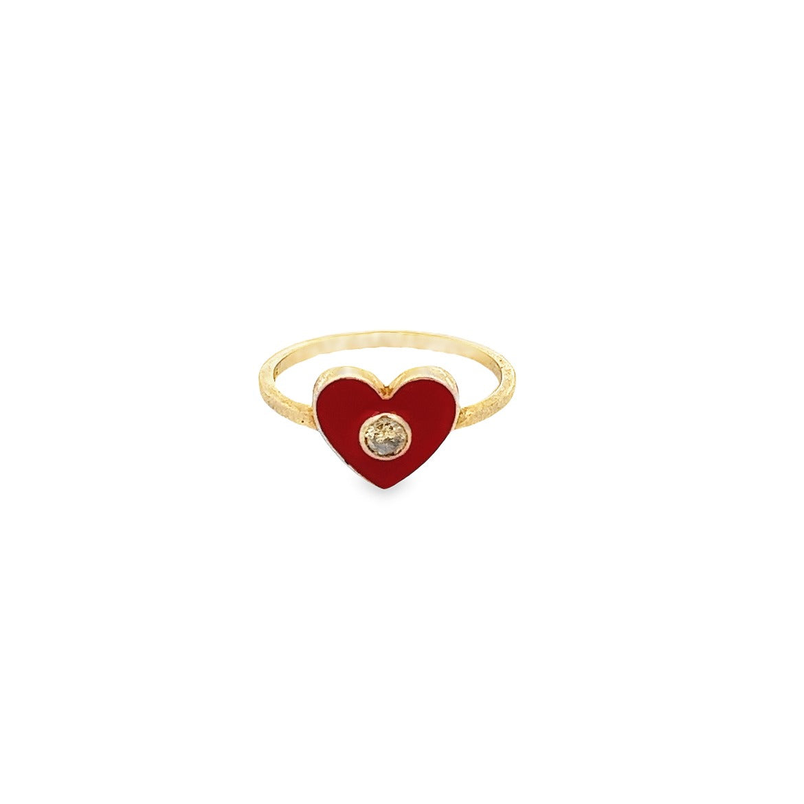 925 SILVER GOLD PLATED RED ENAMEL HEART RING