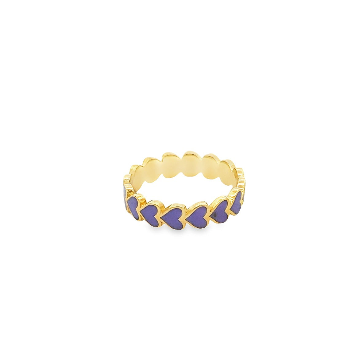 925 SILVER GOLD PLATED PURPLE ENAMEL RING