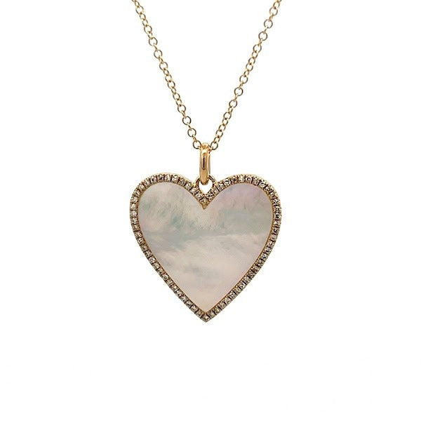 14K GOLD MOTHER OF PEARL HEART NECKLACE