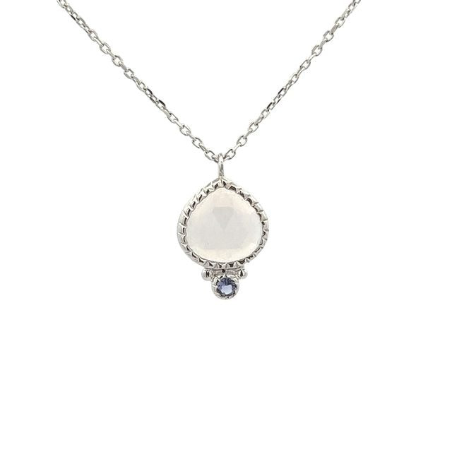 925 SILVER PLATED CHALCEDONY AND IOLITE NECKLACE