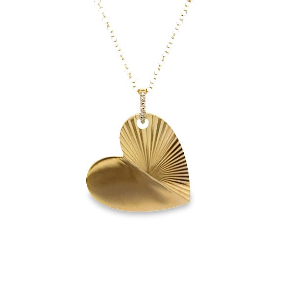 14K GOLD HEART TEXTURED NECKLACE