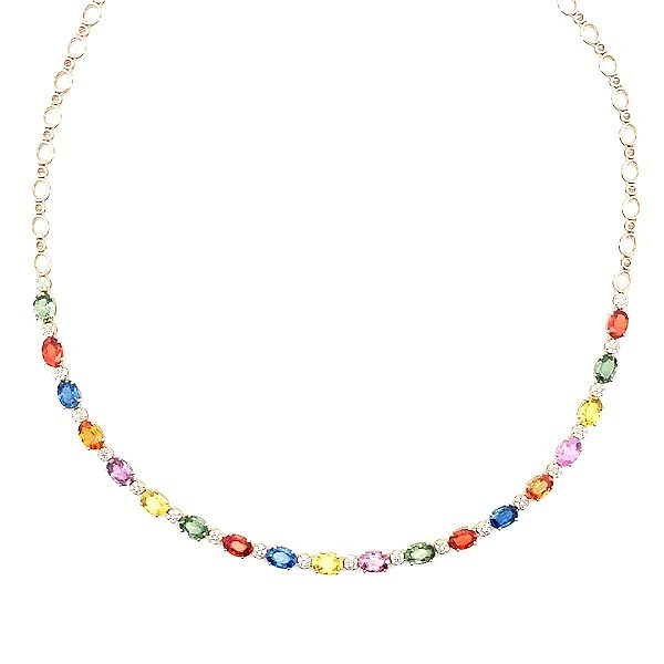 14K GOLD MULTISAPPHIRE NECKLACE
