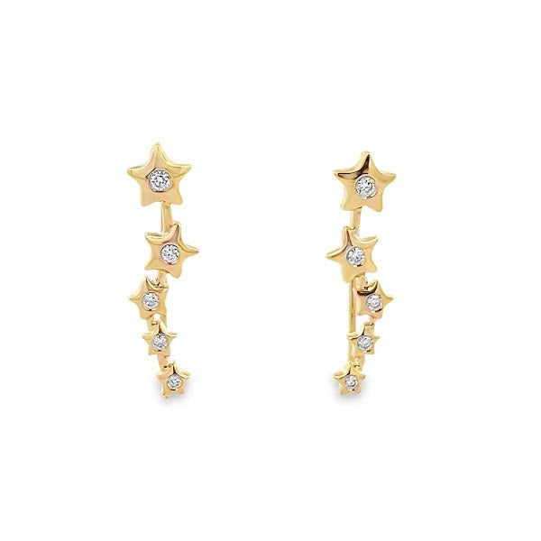 DIAMOND FIVE STAR CLIMBER EARRING SET IN 14K YELLOW GOLD