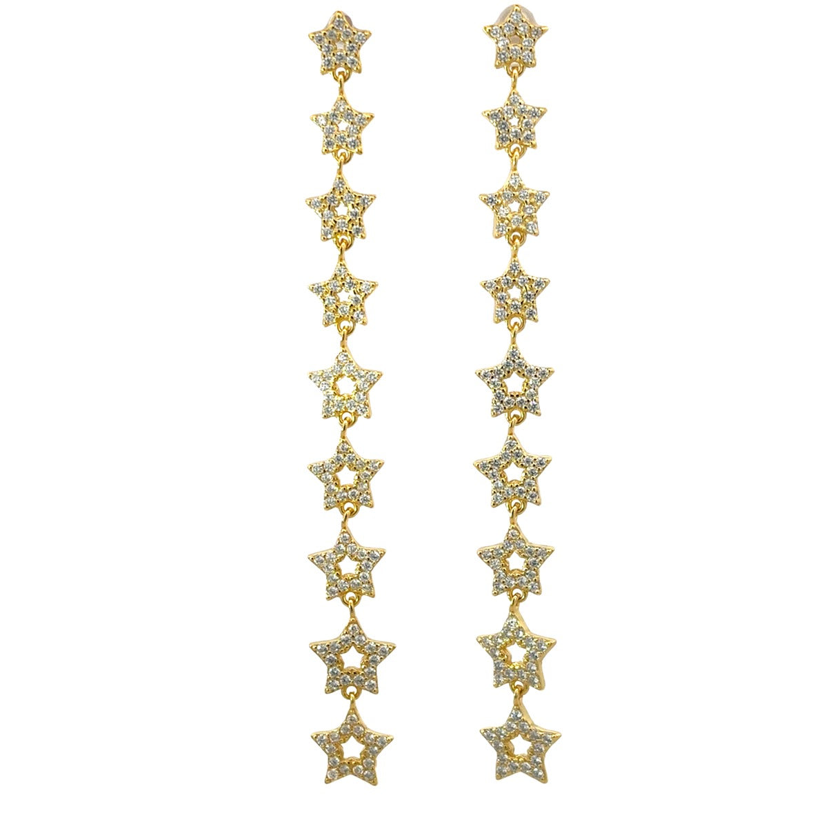 LONG DANGLE STAR EARRINGS IN 925 GOLD PLATED