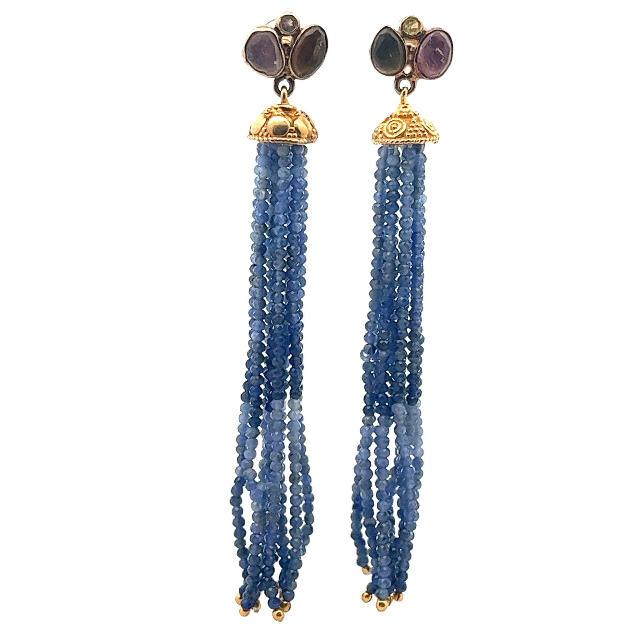 ARETES TASSELS CON PIEDRAS LARGOS - C'SANTOS