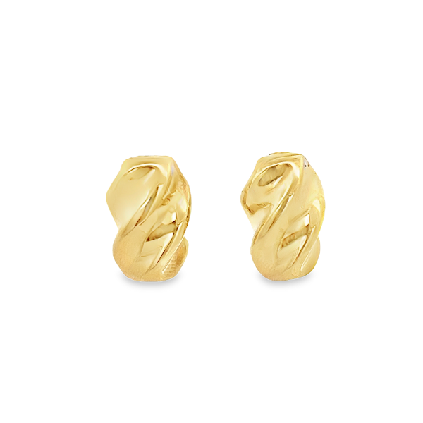 BAGGUETTE CHUNKY TEXTURE EARRINGS 14K GOLD