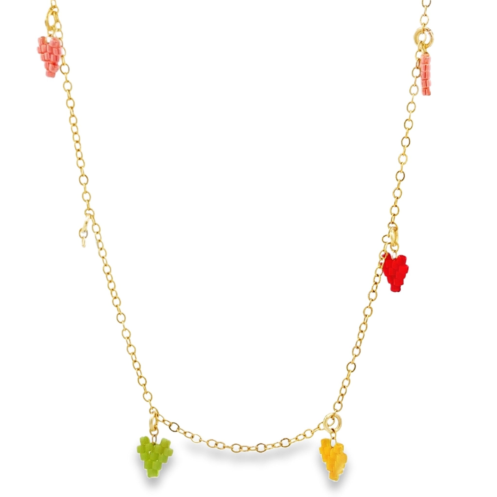 BODY CHAIN GOLD CHAIN HANGING MULTICOLOR HEARTS - C'SANTOS