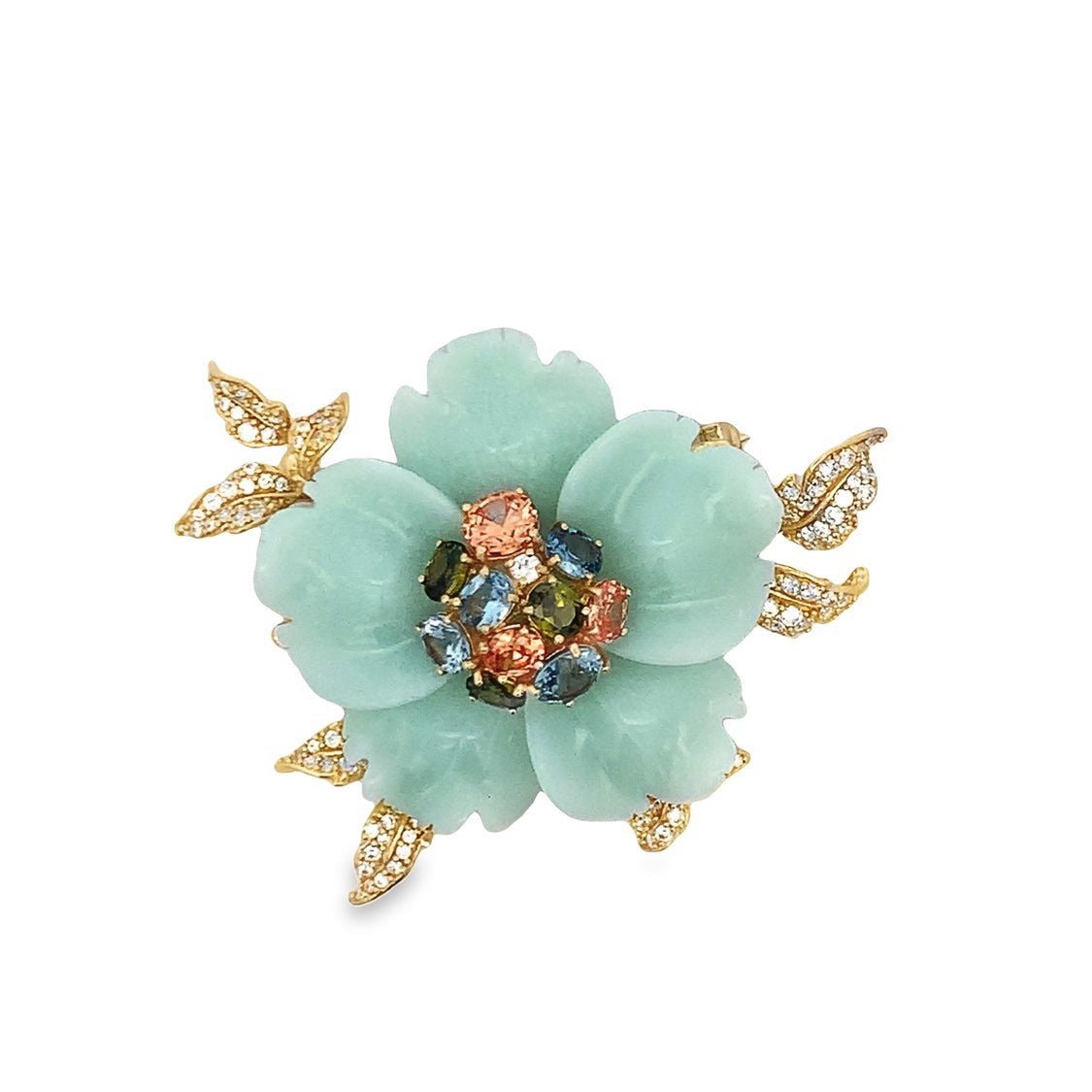 BROOCH PENDANT SILVER CENTER FL BLUE QUARTZITE MIX CZ - C'SANTOS