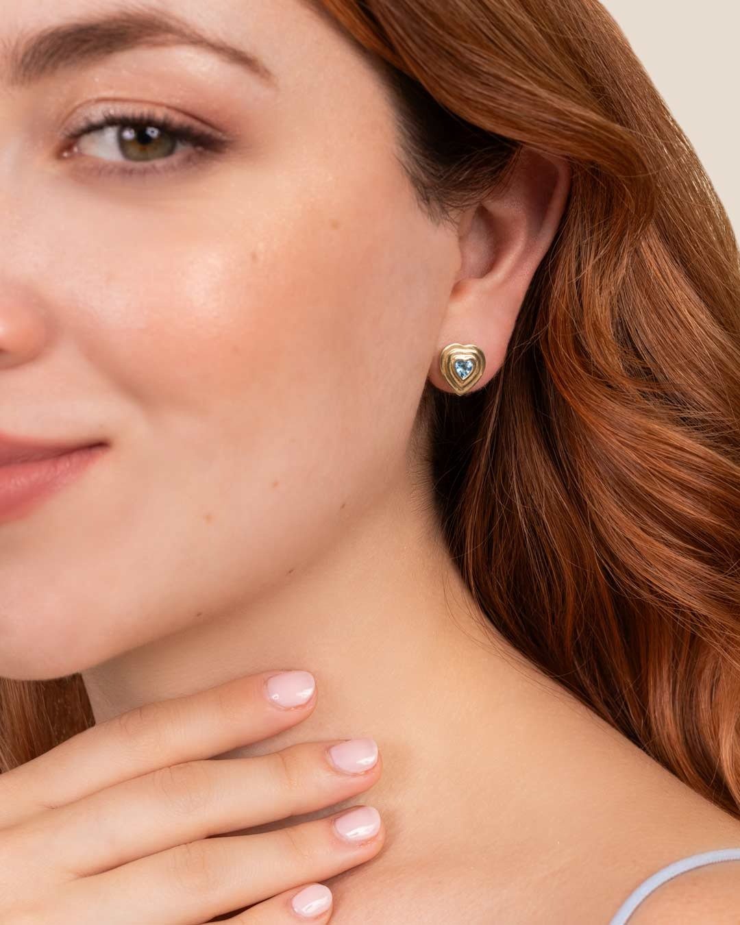 BT0.65 14KY BLUE TOPAZ PLAIN GOLD EARRING - C'SANTOS