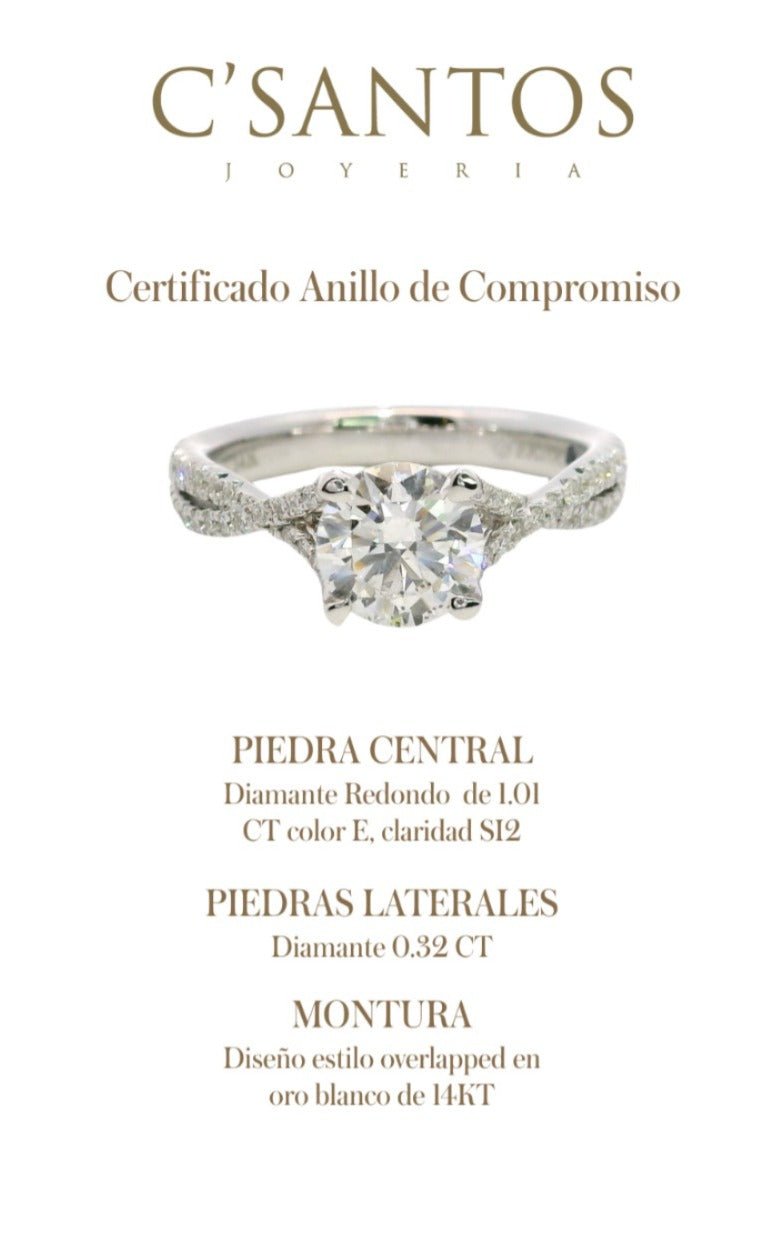 C005069/1034636 D0.32CT 14KW MONTURA OVERLAPPED T6.5 DC 1.00CT RD - C'SANTOS