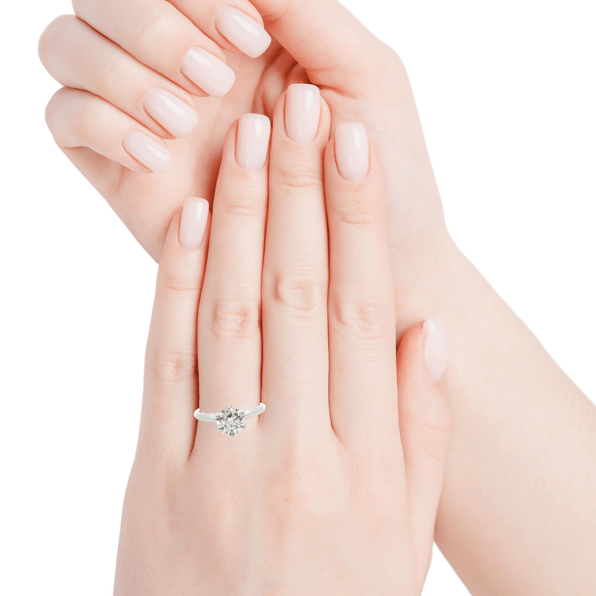 C005075/C000525 14KW MONTURA ANILLO DE COMPROMISO SOLITARIA DE ORO BLANCO 6 PRONG D 1.00 CT RD - C'SANTOS