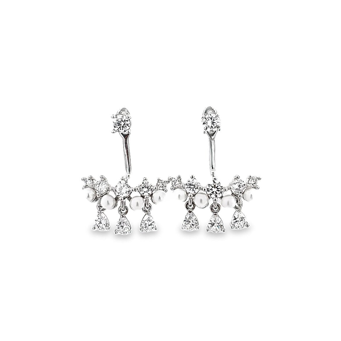 CLR CZ WHITE PEARL EARRING - C'SANTOS