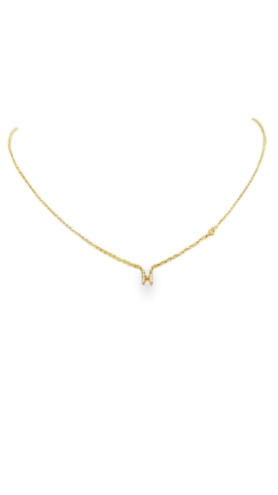 COLLAR DE PLATA 925 CON BAÑO DE ORO AMARIILLO CON INICAL PEQUEÑA H CON CRISTALES - C'SANTOS