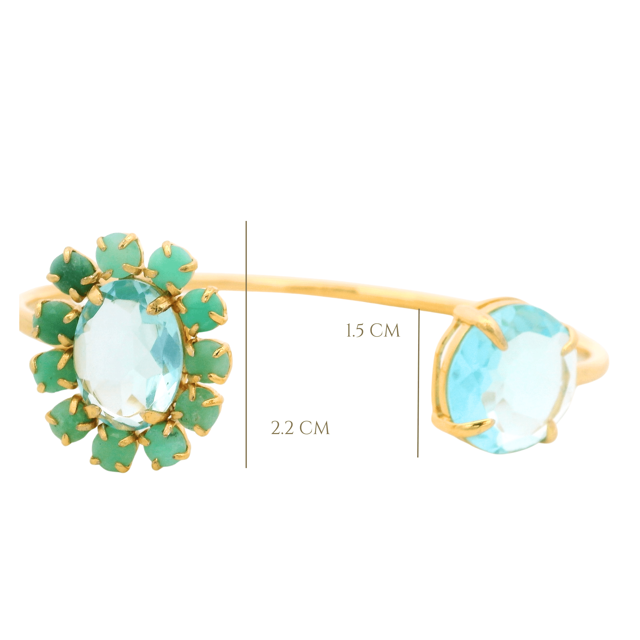 CUFF BLUE QUARTZ AND CRHYSOPRASE BRASS - C'SANTOS