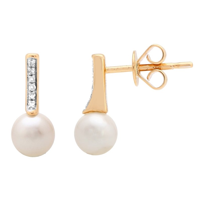 D0.03CT 14KY MINI BAR EARRINGS P5MM - C'SANTOS