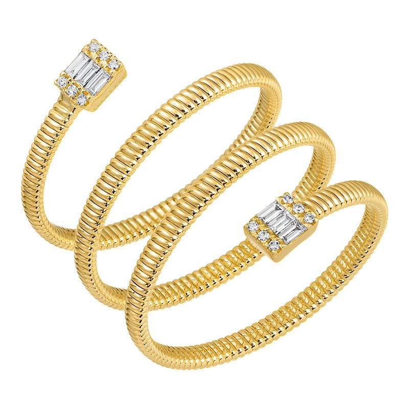 D0.03CT 14KY SPIRAL TEXTURE WITH MOSAIC DIAMOND RING T6.5 - C'SANTOS