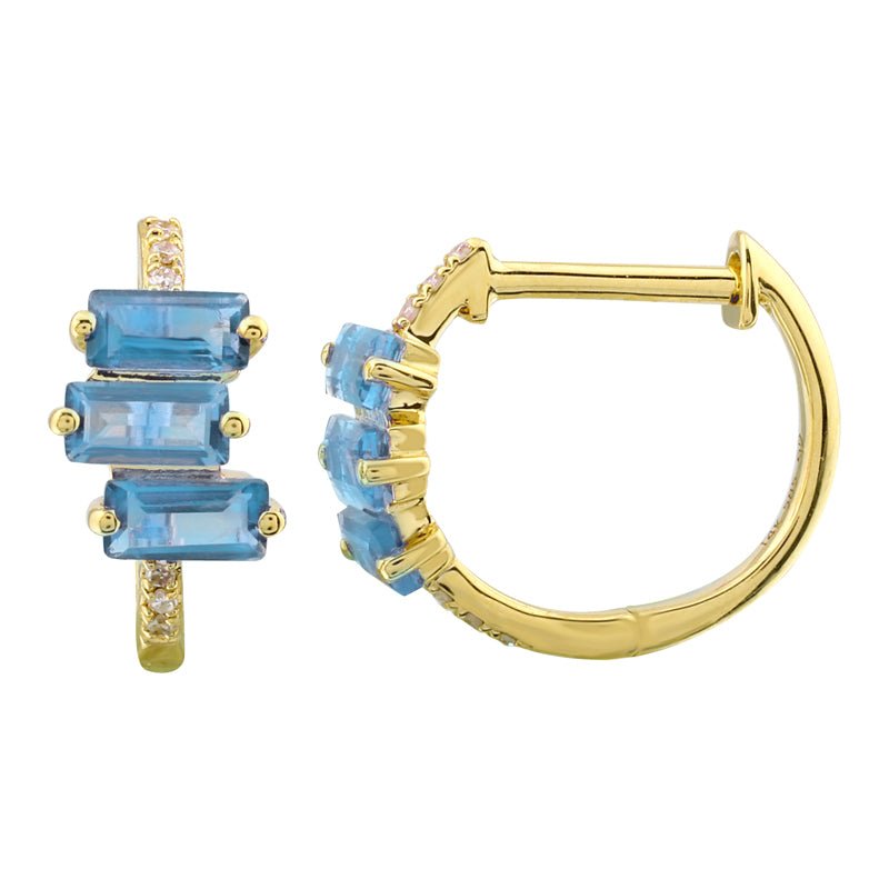 D0.03CT 14KY THREE BAGUETTE HUGGIES TB0.80CT - C'SANTOS