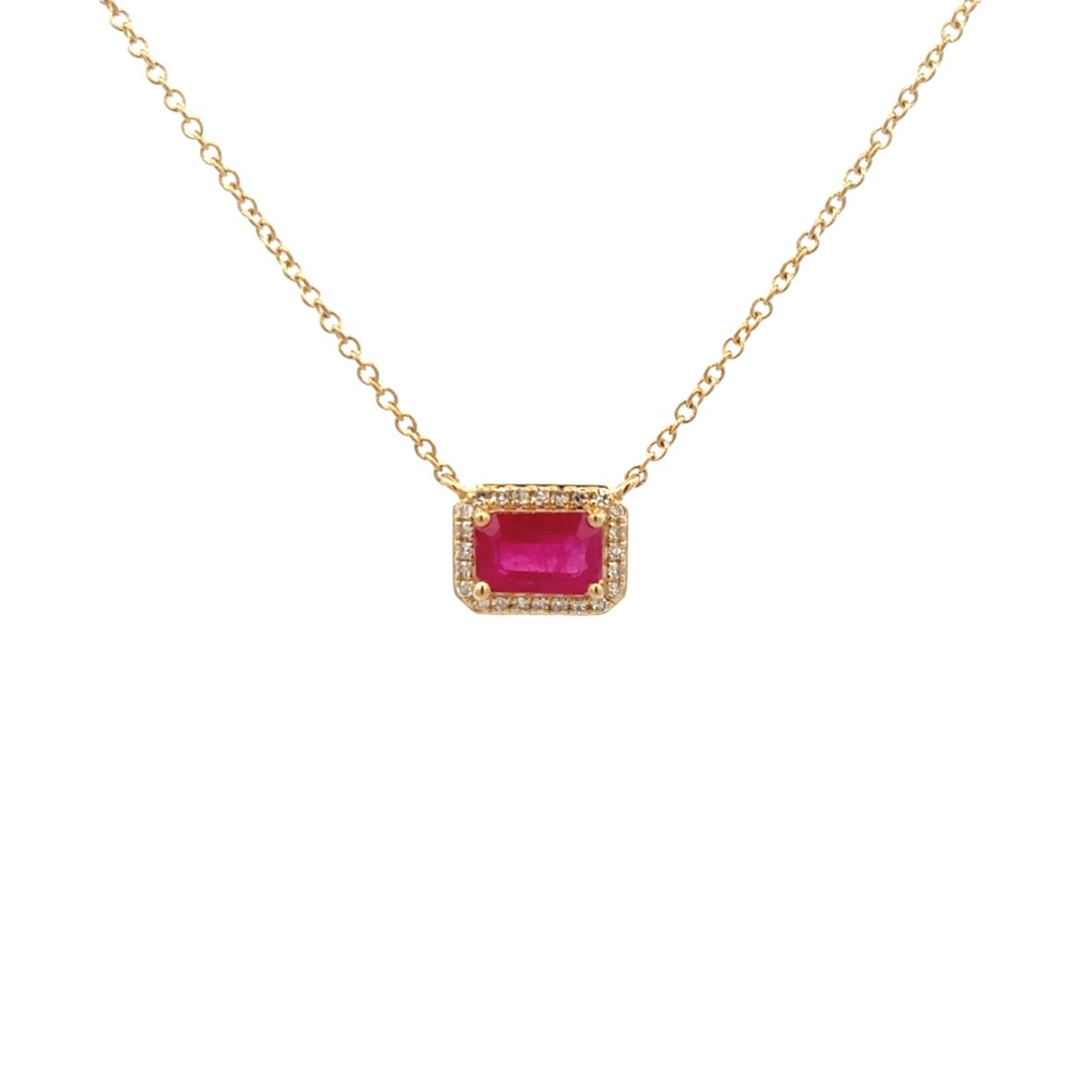 D0.05CT 14KY BAGUETTE AND RUBY NECKLACE RU0.62CT - C'SANTOS