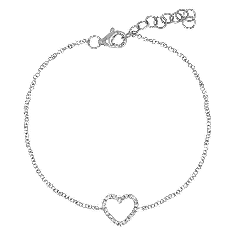 D0.06CT 14KW OUTLINE HEART BRACELET - C'SANTOS