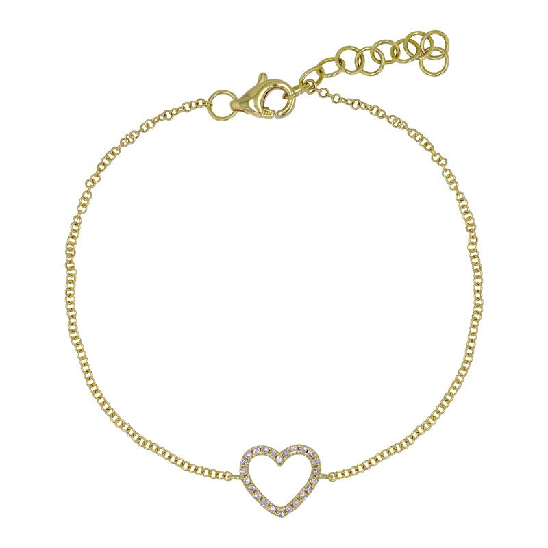 D0.06CT 14KY OUTLINE HEART BRACELET - C'SANTOS