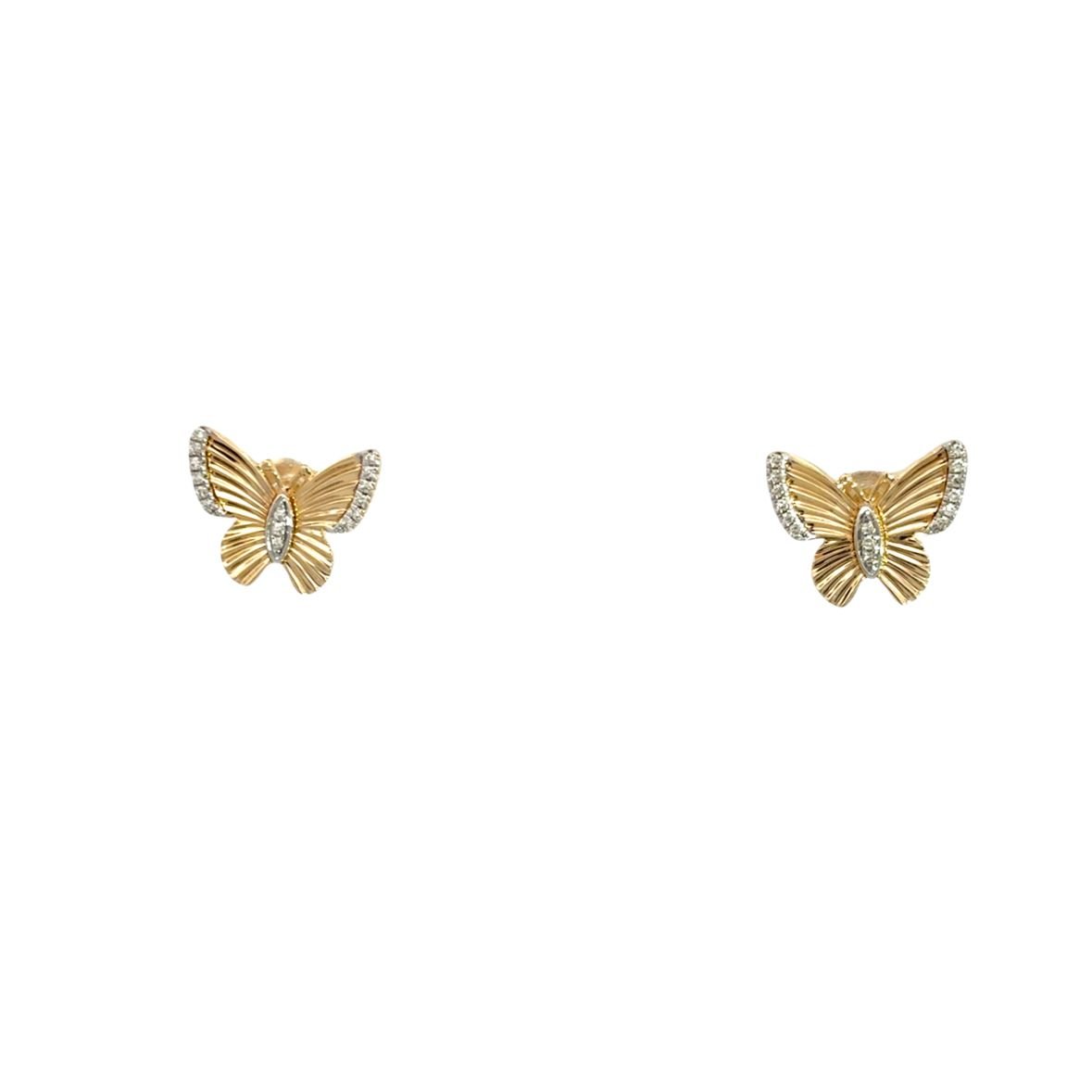 D0.06CT 14KY TEXTURE SMALL BUTTERFLY EARRINGS - C'SANTOS
