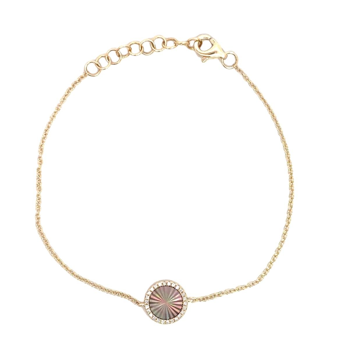 D0.06CT 14KY TEXTURE SMALL CIRCLE BRACELET MOPB0.51CT - C'SANTOS