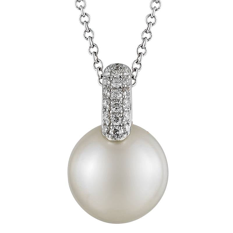 D0.07CT 14KW BAR DIAMOND NECKLACE P8.5MM - C'SANTOS