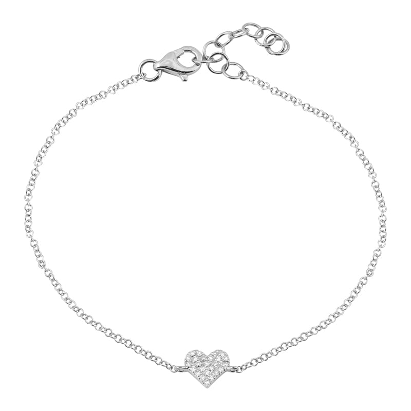 D0.07CT 14KW PAVE MINI HEART BRACELET - C'SANTOS