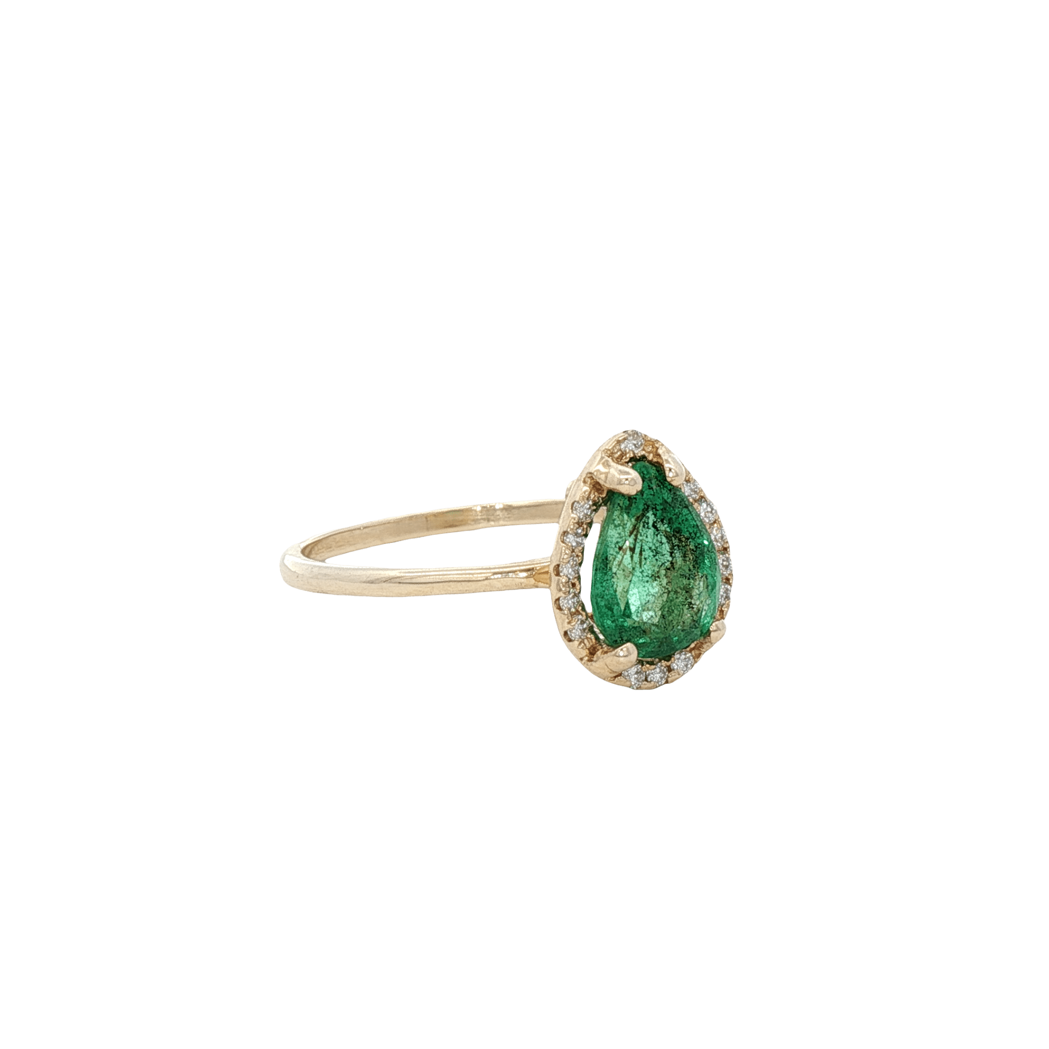 D0.07CT 14KY RING EMERALD DROP 2CT T6 - C'SANTOS