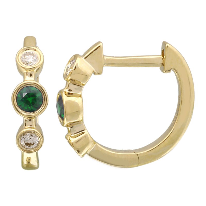 D0.08CT 14KY THREE BEZEL HUGGIES EM0.09CT - C'SANTOS