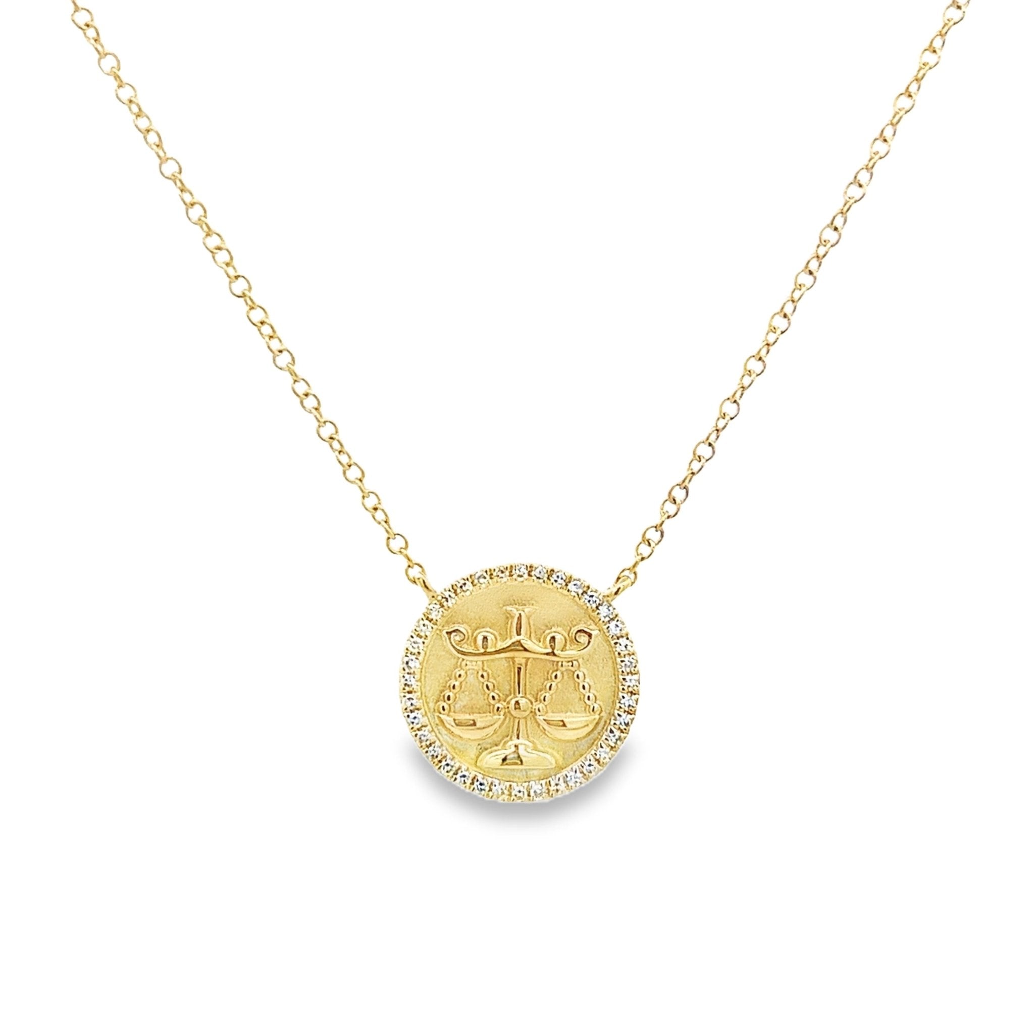 D0.08CT 14KY ZODIAC LIBRA NECKLACE - C'SANTOS