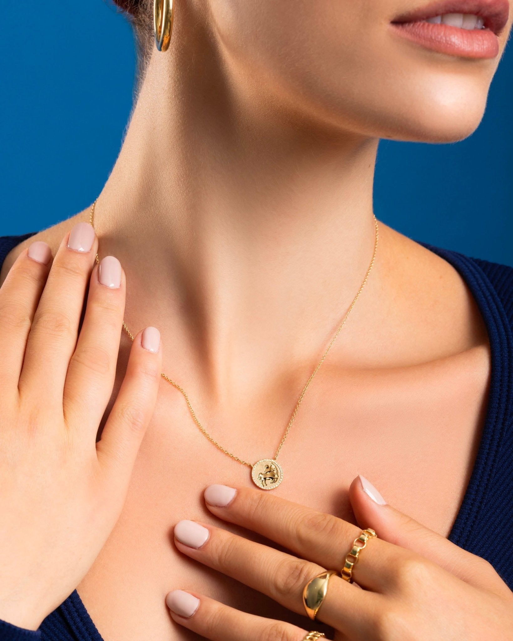 D0.08CT 14KY ZODIAC SAGITTARIUS NECKLACE - C'SANTOS