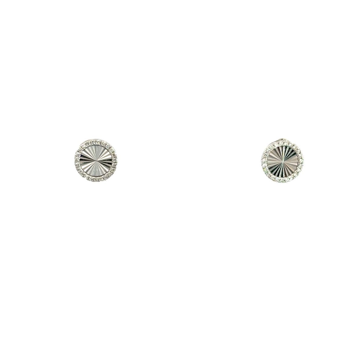 D0.10CT 14KW TEXTURE MINI CIRCLE EARRINGS - C'SANTOS