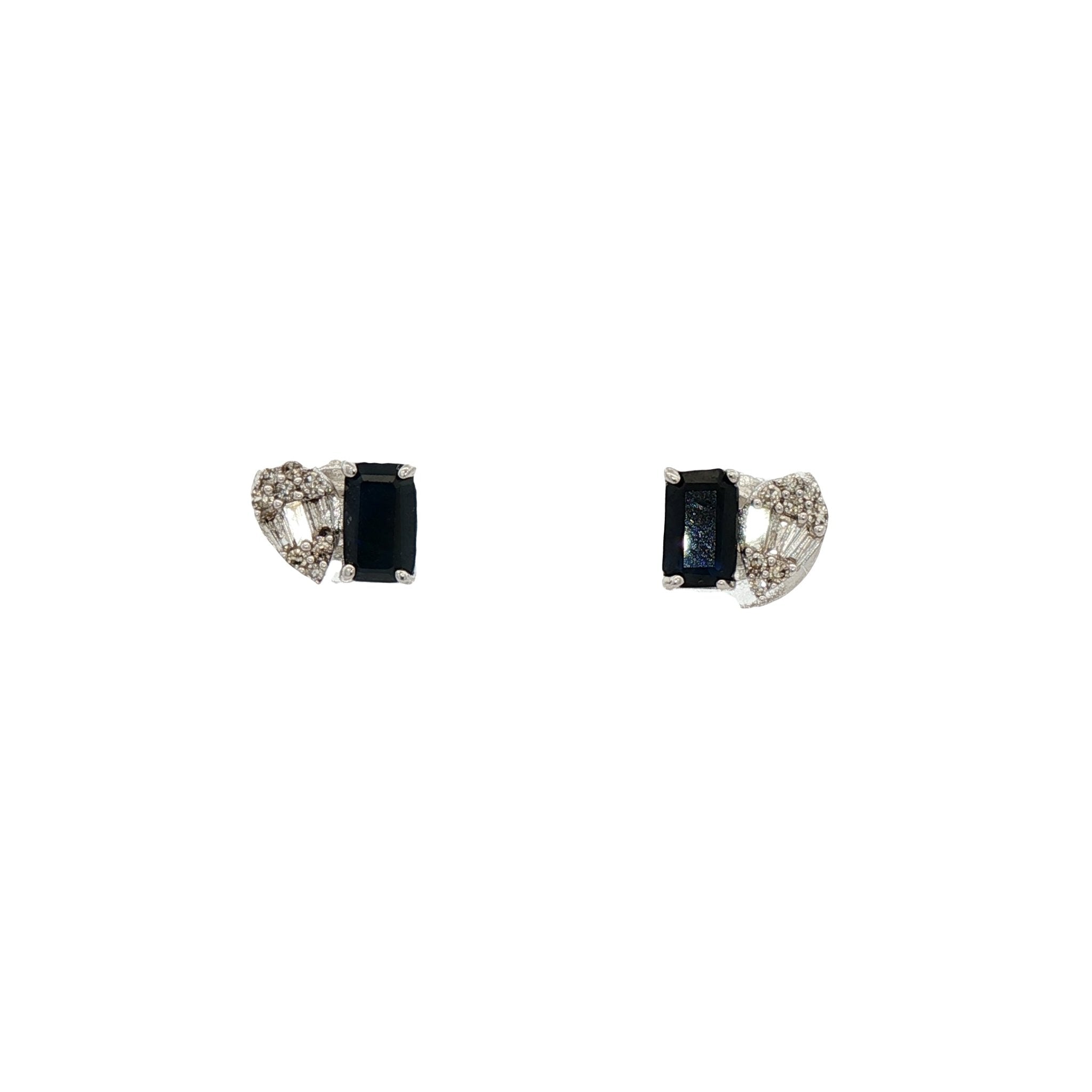 D0.11CT 14KW DROP AND BAGUETTE EARRINGS BS0.70CT - C'SANTOS