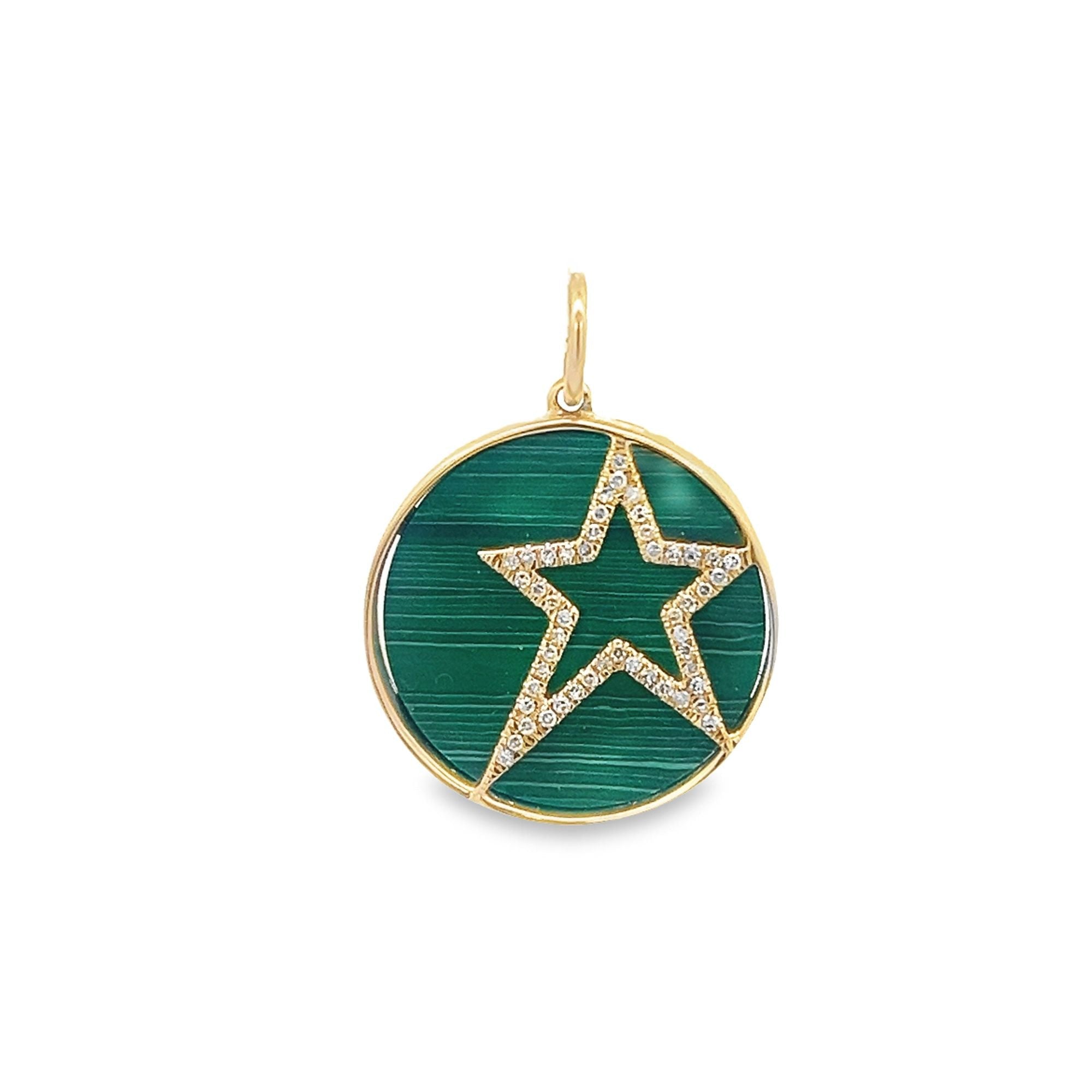 D0.12CT 14KY STAR OUTLINE PAVE COIN PENDANT MAL5.69CT - C'SANTOS
