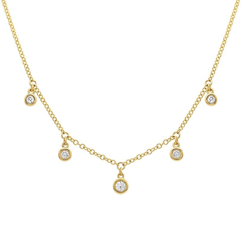 D0.12CT 14KY STATION BEZEL NECKLACE - C'SANTOS