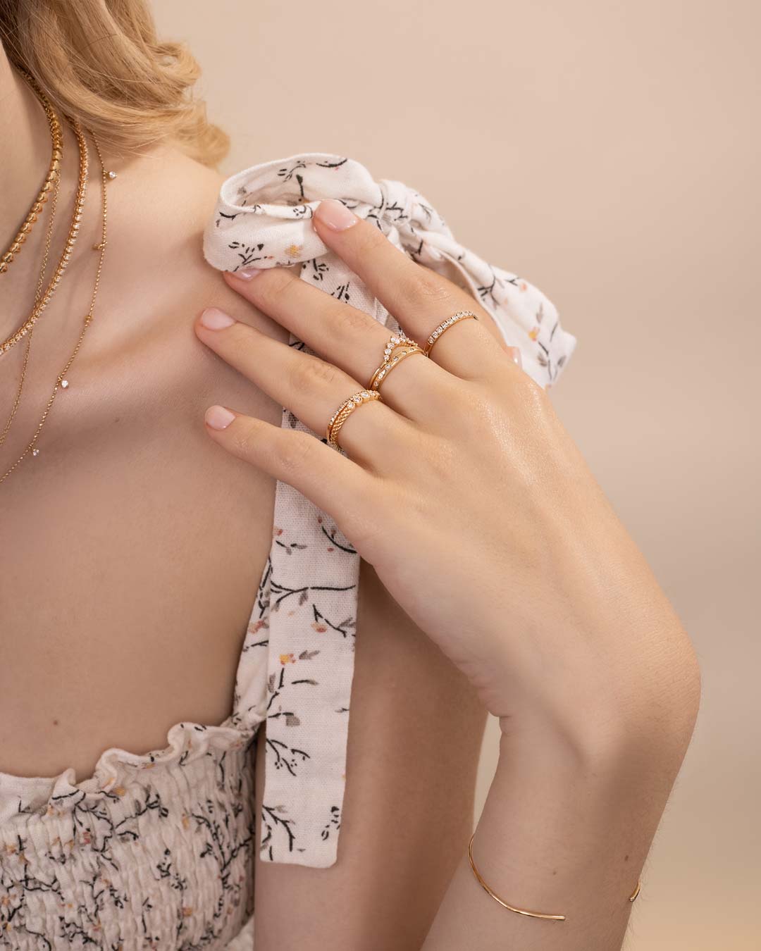 D0.13CT 14KY ANILLO SEMI INFINITO CON DIMANTES - C'SANTOS