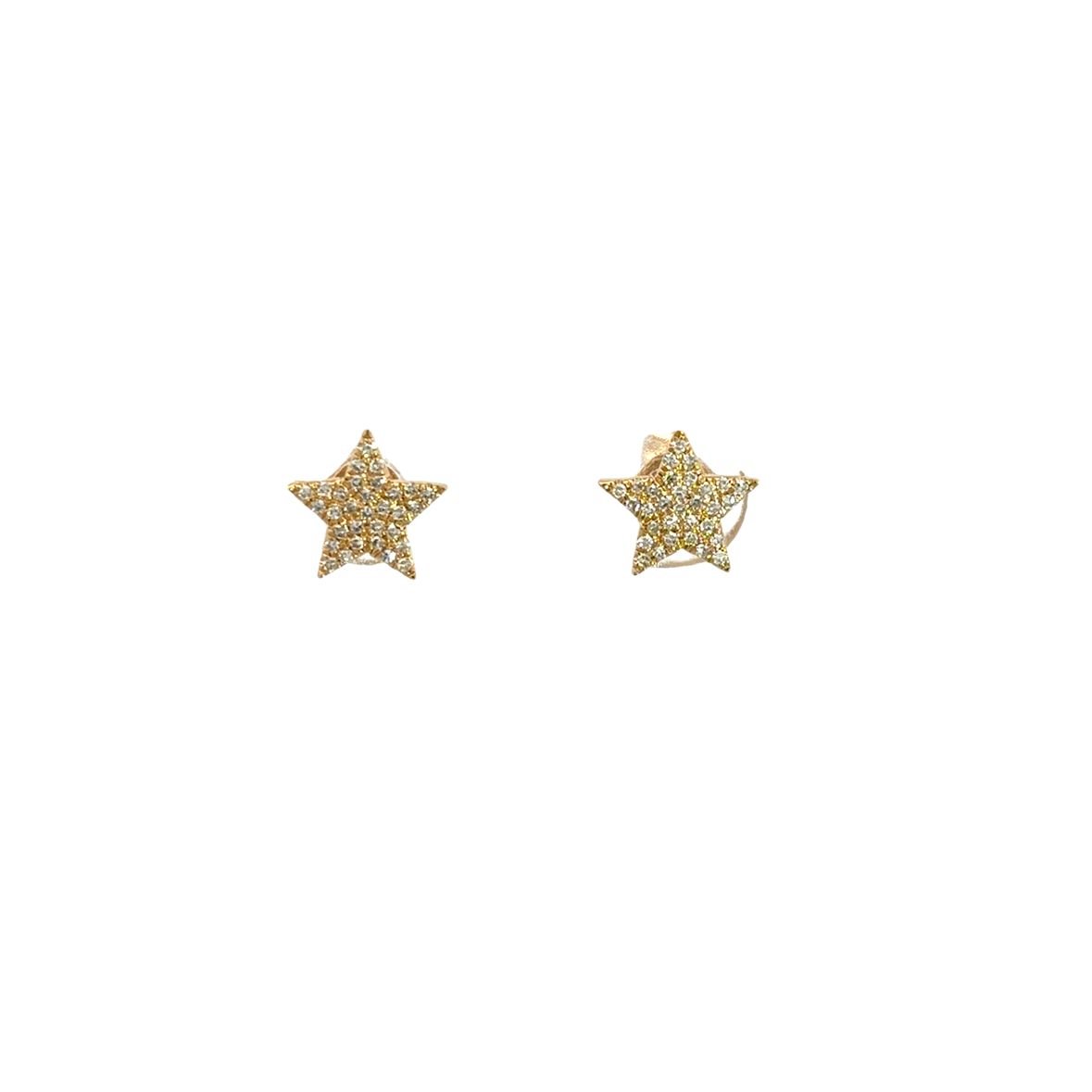 D0.13CT 14KY SMALL STAR PAVE EARRINGS - C'SANTOS