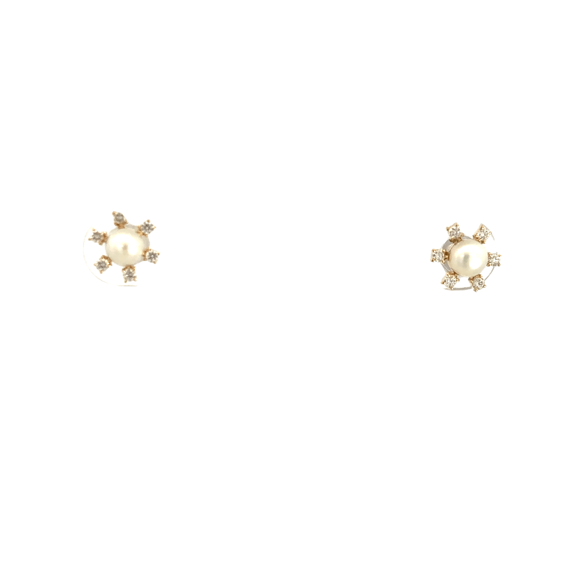 D0.13CT 14KY SUN PEARLS 4MM EARRINGS - C'SANTOS