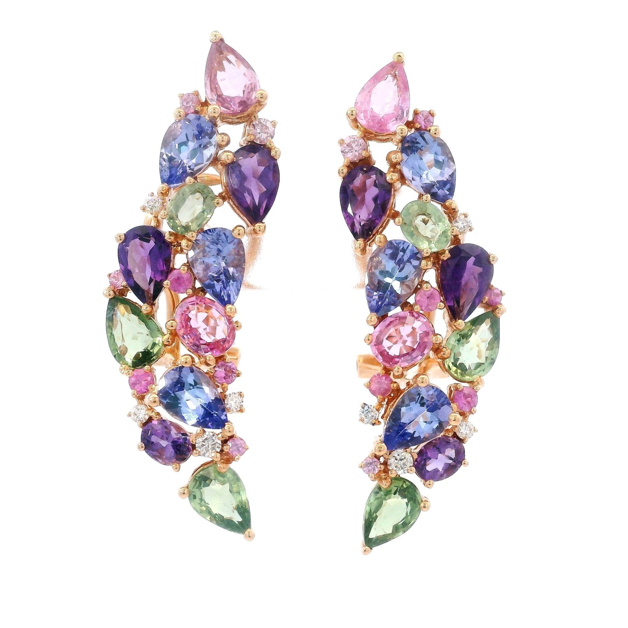 D0.13CT 18KR BAR CLUSTER EARRINGS MS7.96CT PS0.38CT - C'SANTOS