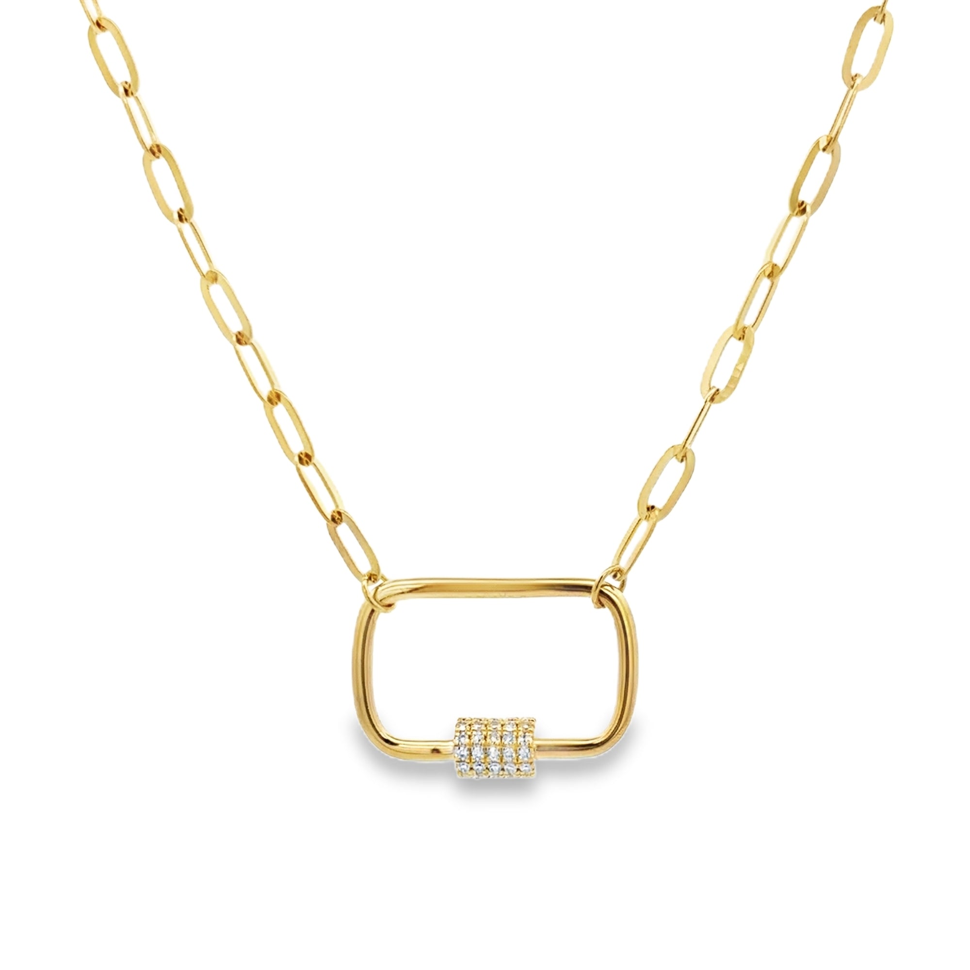 D0.14CT 14KY CHAIN WITH ENHANCER SQUARE NECKLACE - C'SANTOS