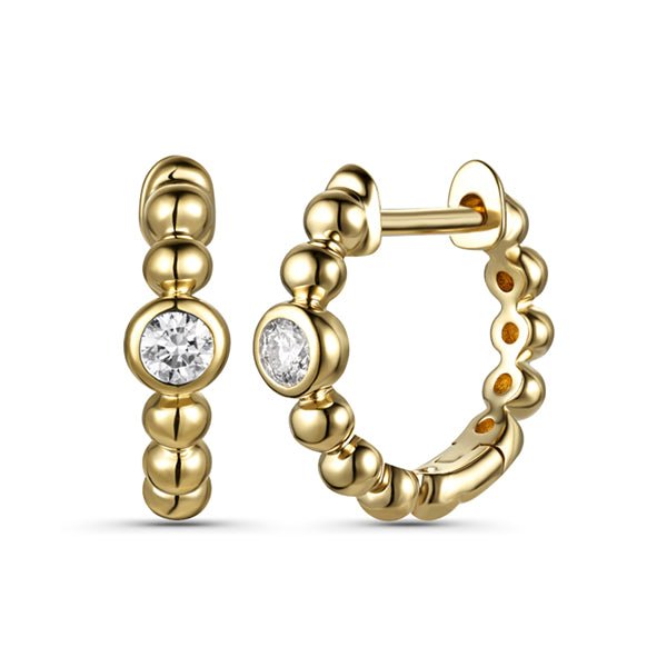 D0.14CT 14KY DIAMOND BEANDS HUGGIES - C'SANTOS