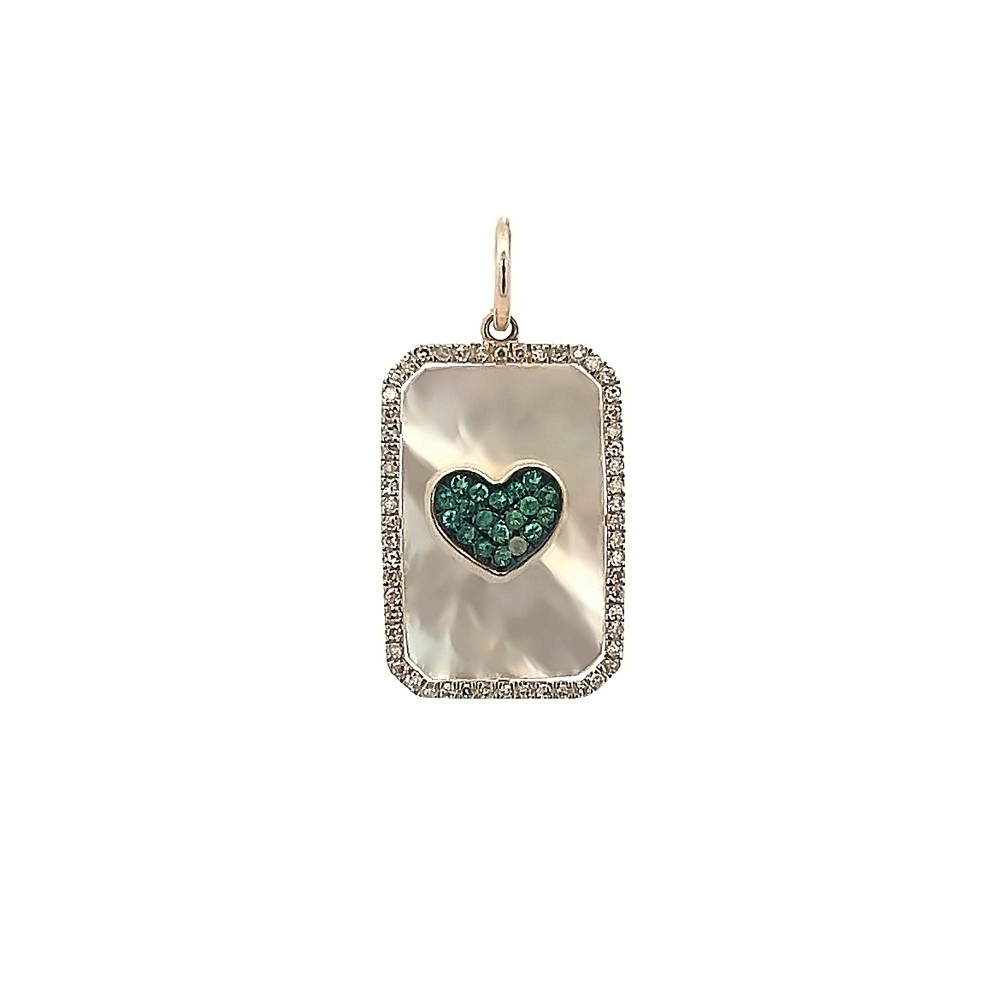 D0.14CT 14KY TAG MOP EMERALD HEART PENDANT - C'SANTOS