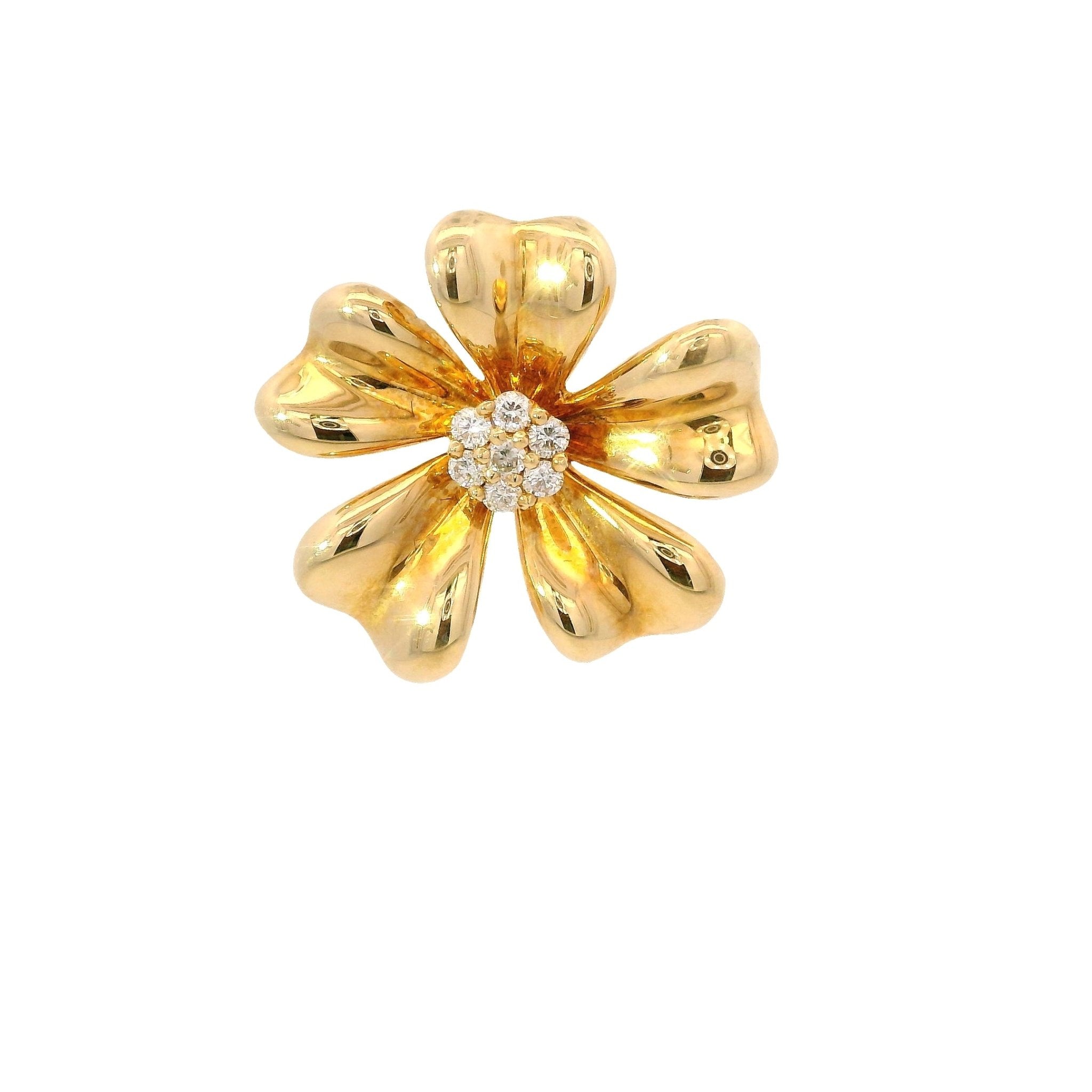 D0.15CT 18KY CHUNKY FLOWER PENDANT - C'SANTOS