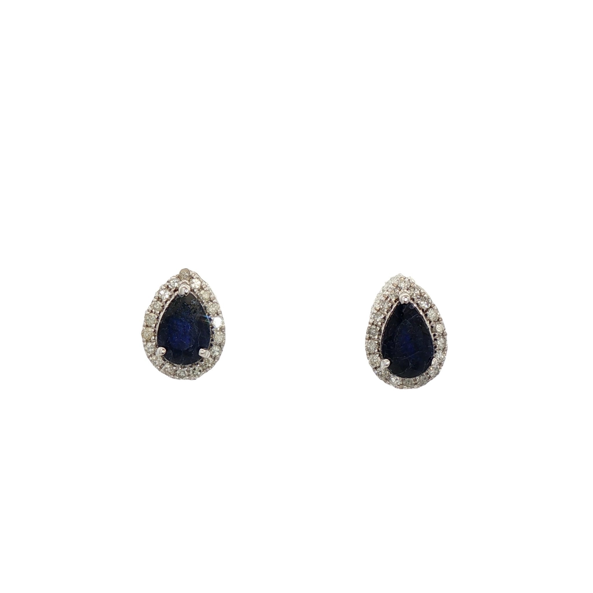 D0.16CT 18KW DROP HALO EARRINGS BS1.15CT - C'SANTOS